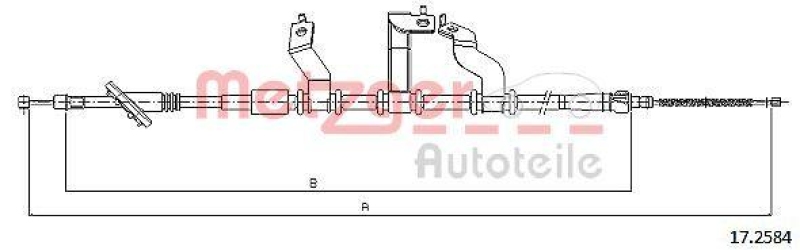 METZGER 17.2584 Seilzug, Feststellbremse für HYUNDAI hinten rechts