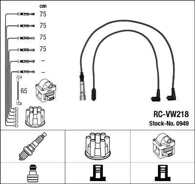 NGK 0949 Zündleitungssatz RC-VW218 |Zündkabel