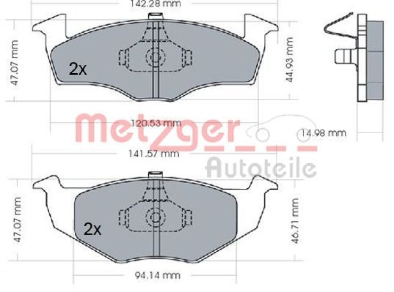 METZGER 1170072 Bremsbelagsatz, Scheibenbremse WVA 21 866