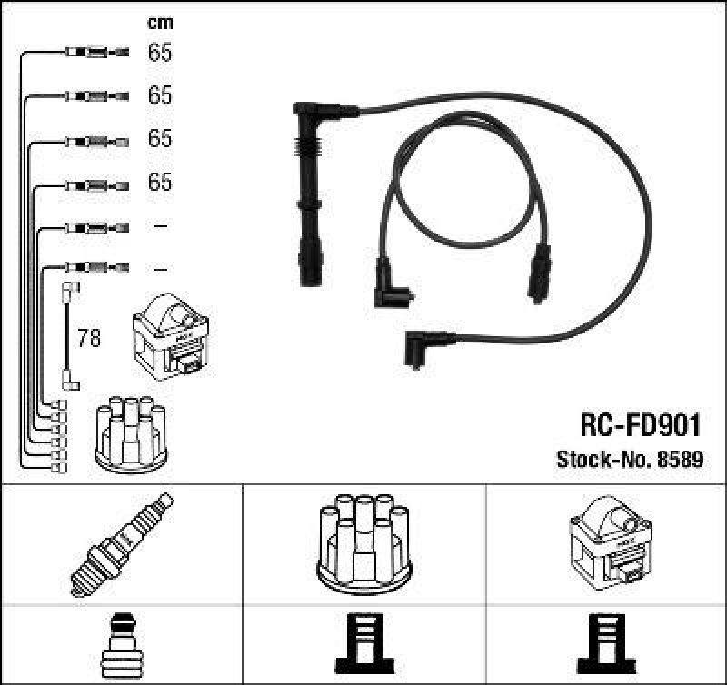 NGK 8589 Zündleitungssatz RC-FD901 |Zündkabel