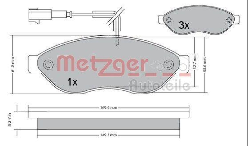 METZGER 1170073 Bremsbelagsatz, Scheibenbremse WVA 24 468