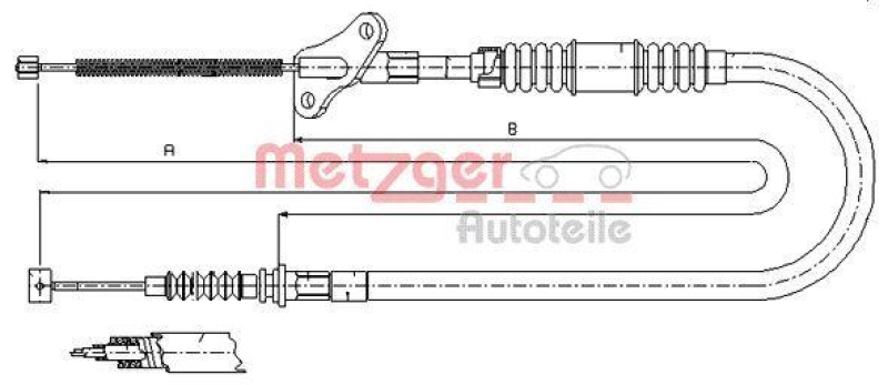 METZGER 17.2720 Seilzug, Feststellbremse für OPEL hinten rechts