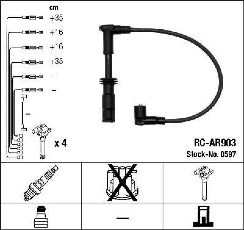 NGK 8597 Zündleitungssatz RC-AR903 |Zündkabel