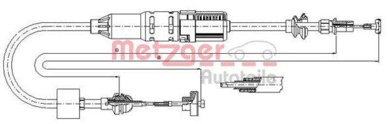 METZGER 10.3442 Seilzug, Kupplungsbetätigung für VW