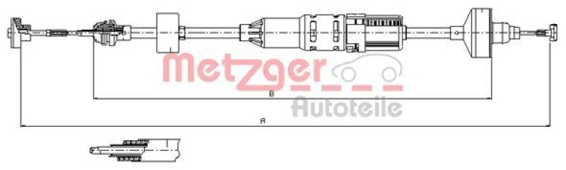 METZGER 10.3443 Seilzug, Kupplungsbetätigung für VW