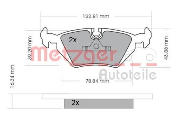 METZGER 1170075 Bremsbelagsatz, Scheibenbremse WVA 21 607