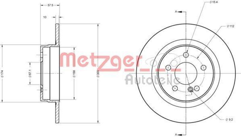 METZGER 6110209 Bremsscheibe Lack/Ks für MB HA