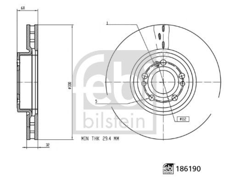 FEBI BILSTEIN 186190 Bremsscheibe für Mercedes-Benz