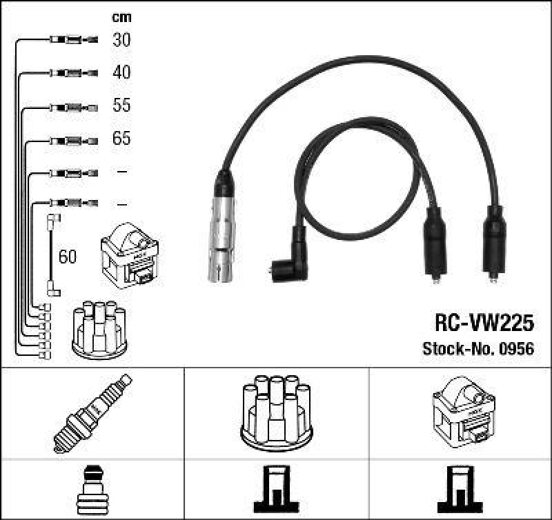 NGK 0956 Zündleitungssatz RC-VW225 |Zündkabel