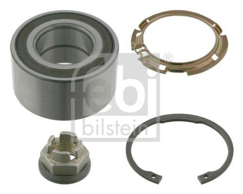 FEBI BILSTEIN 26887 Radlagersatz mit ABS-Impulsring, Achsmutter und Sicherungsring für Renault