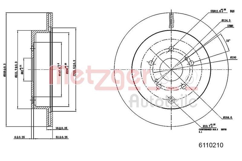 METZGER 6110210 Bremsscheibe Lack/Ks für SUZUKI HA