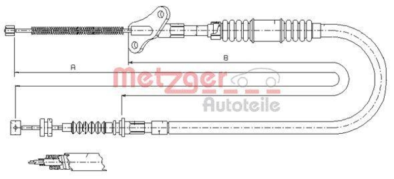 METZGER 17.2722 Seilzug, Feststellbremse für OPEL hinten rechts