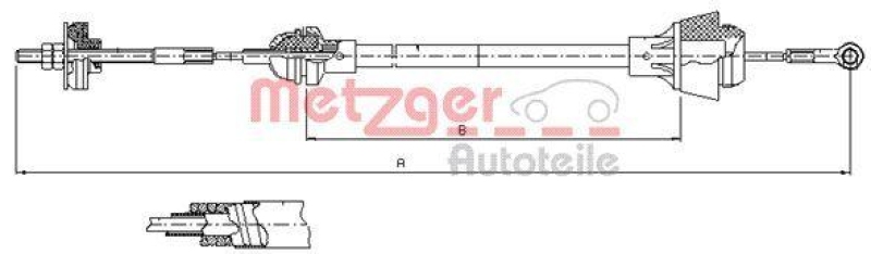 METZGER 10.3601 Seilzug, Kupplungsbetätigung für SKODA