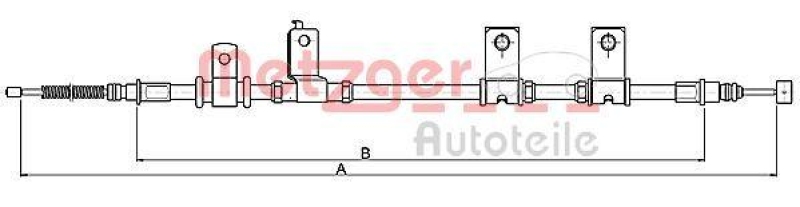 METZGER 17.3504A Seilzug, Feststellbremse für CHEVROLET/DAEWOO hinten rechts