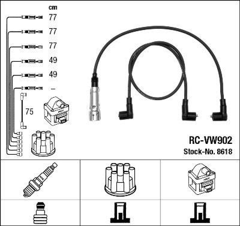 NGK 8618 Zündleitungssatz RC-VW902 |Zündkabel