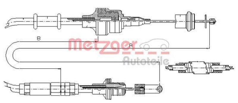 METZGER 10.3750 Seilzug, Kupplungsbetätigung für SAAB