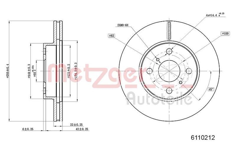 METZGER 6110212 Bremsscheibe Lack/Ks für TOYOTA VA