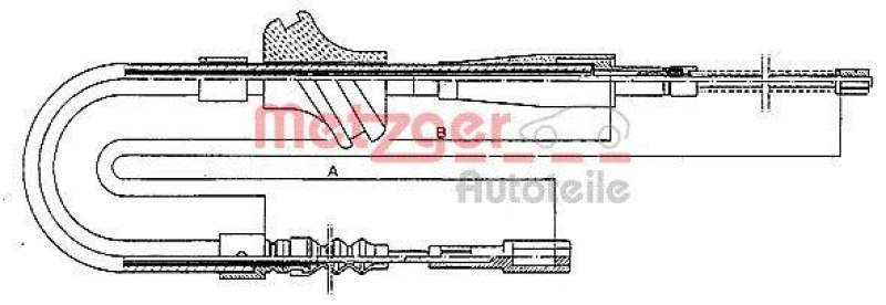 METZGER 10.409 Seilzug, Feststellbremse für AUDI hinten links/rechts