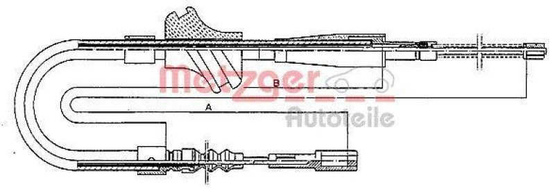 METZGER 10.409 Seilzug, Feststellbremse f&uuml;r AUDI hinten links/rechts