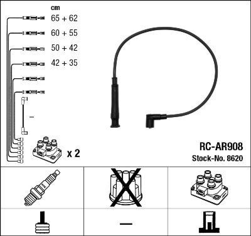 NGK 8620 Zündleitungssatz RC-AR908 |Zündkabel