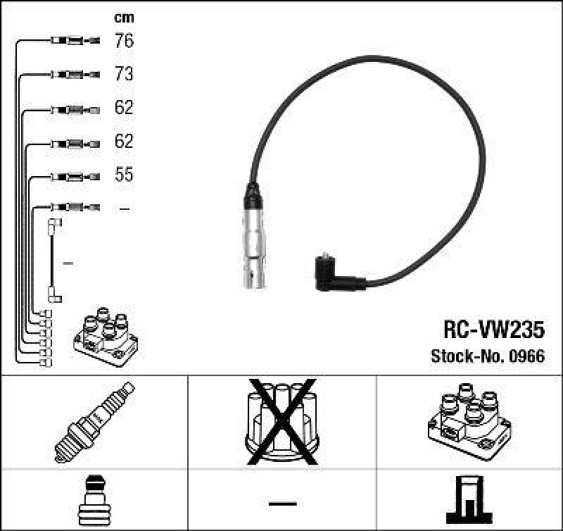 NGK 0966 Zündleitungssatz RC-VW235 |Zündkabel