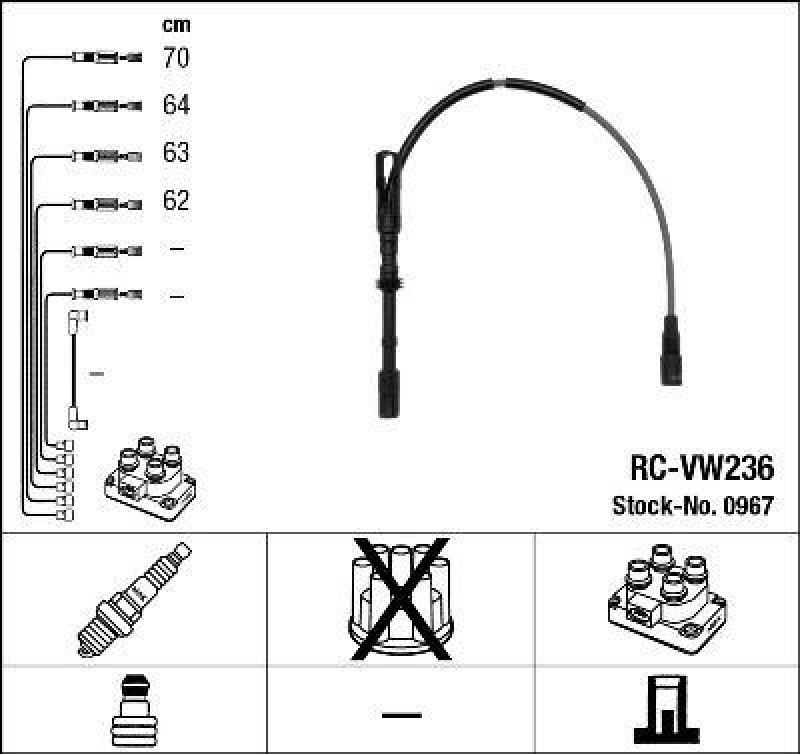 NGK 0967 Zündleitungssatz RC-VW236 |Zündkabel