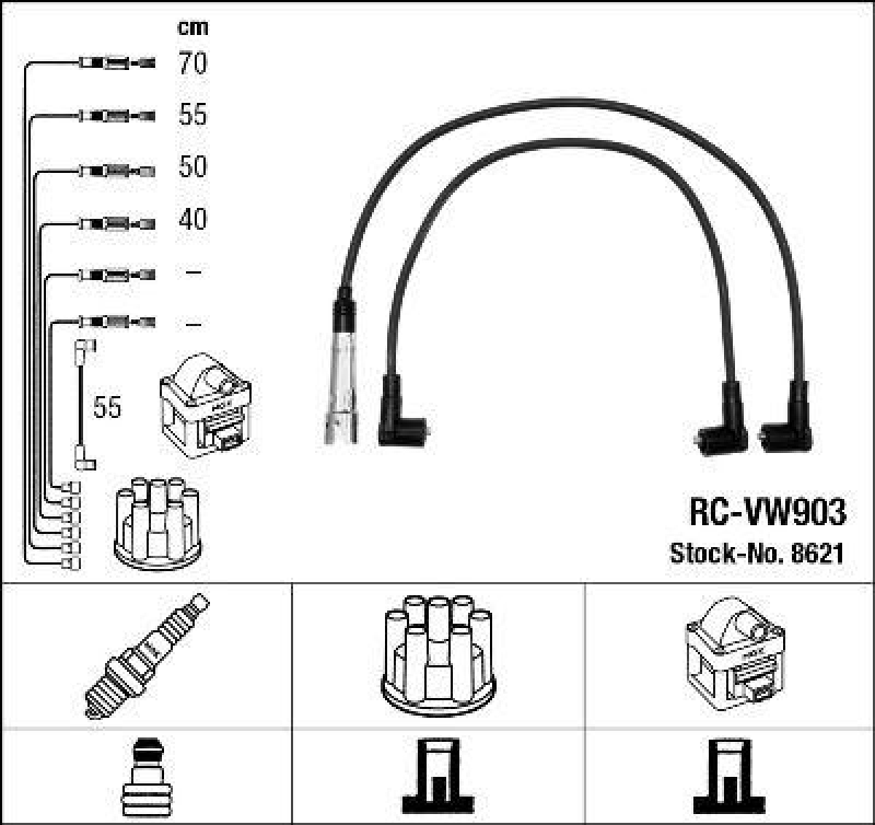 NGK 8621 Zündleitungssatz RC-VW903 |Zündkabel