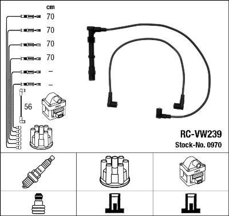 NGK 0970 Zündleitungssatz RC-VW239 |Zündkabel