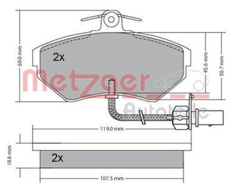 METZGER 1170082 Bremsbelagsatz, Scheibenbremse WVA 21 945