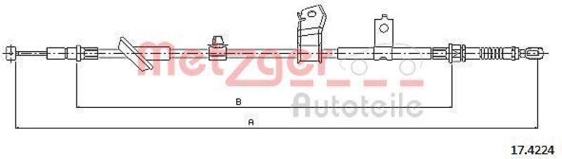 METZGER 17.4224 Seilzug, Feststellbremse für HONDA hinten rechts