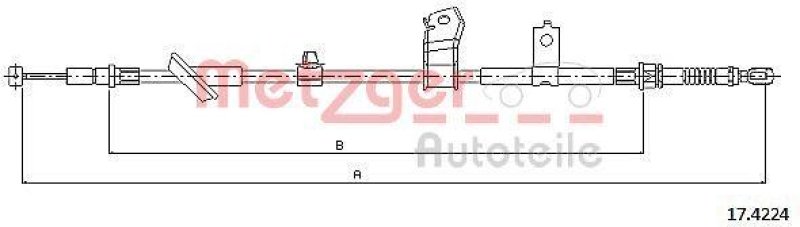 METZGER 17.4224 Seilzug, Feststellbremse f&uuml;r HONDA hinten rechts