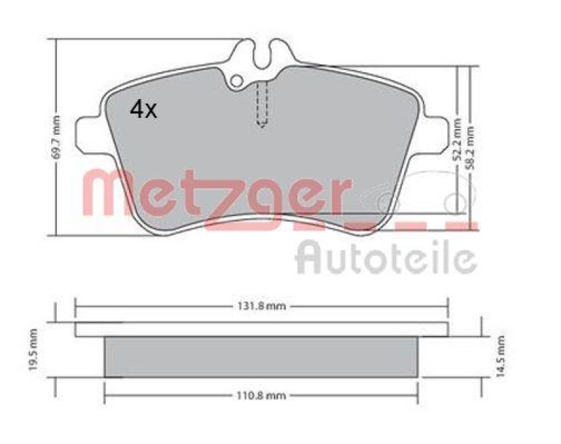 METZGER 1170083 Bremsbelagsatz, Scheibenbremse WVA 23 881