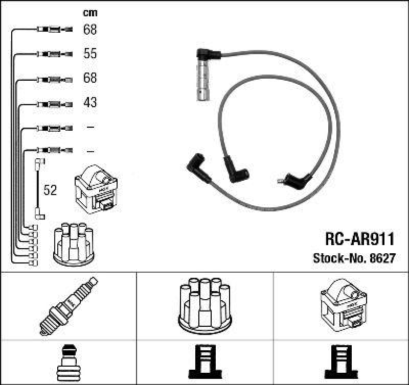 NGK 8627 Zündleitungssatz RC-AR911 |Zündkabel