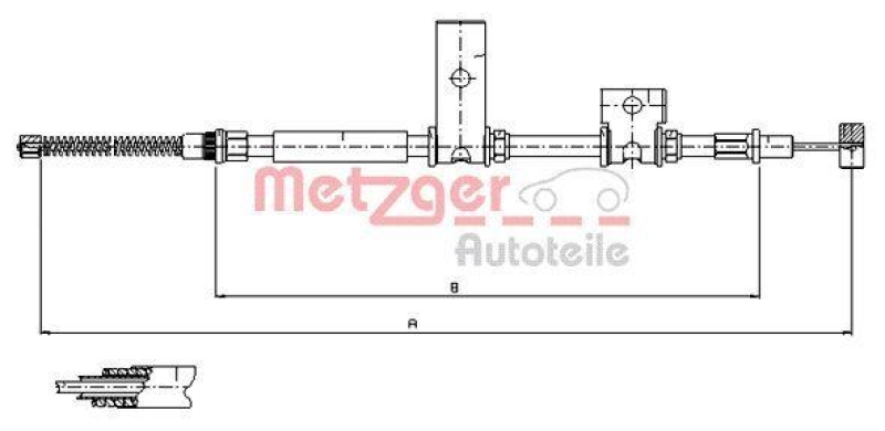 METZGER 17.5014 Seilzug, Feststellbremse für SUZUKI hinten rechts