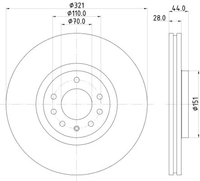 HELLA 8DD 355 113-101 Bremsscheibe 54498PRO