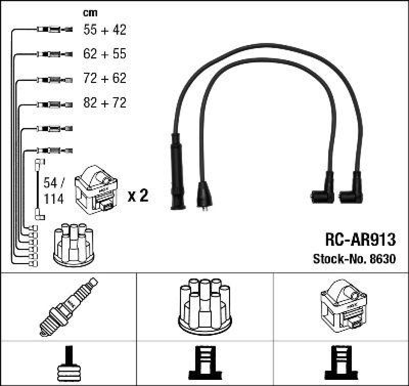 NGK 8630 Zündleitungssatz RC-AR913 |Zündkabel