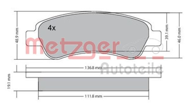 METZGER 1170085 Bremsbelagsatz, Scheibenbremse WVA 24 465