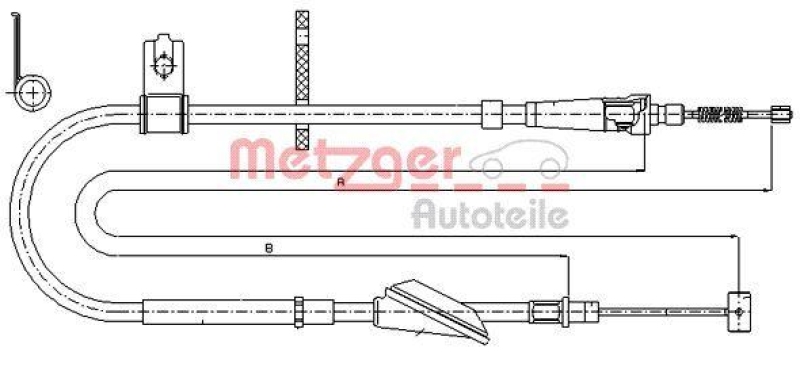 METZGER 17.5045 Seilzug, Feststellbremse für SUZUKI hinten rechts