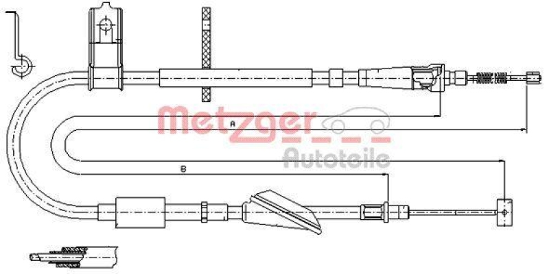 METZGER 17.5046 Seilzug, Feststellbremse für SUZUKI hinten links