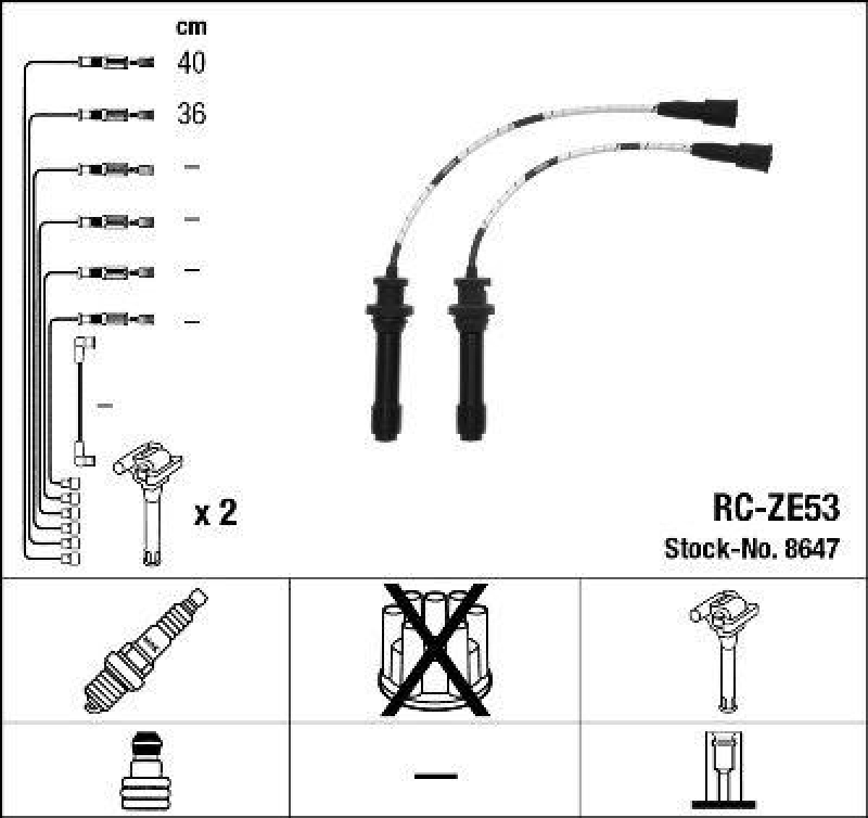 NGK 8647 Zündleitungssatz RC-ZE53 |Zündkabel