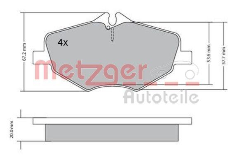 METZGER 1170087 Bremsbelagsatz, Scheibenbremse WVA 23 743