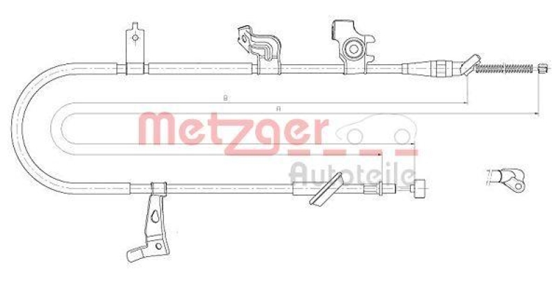 METZGER 17.5060 Seilzug, Feststellbremse für FIAT/SUZUKI hinten rechts