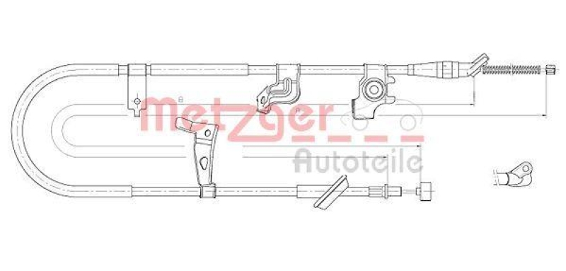 METZGER 17.5061 Seilzug, Feststellbremse für FIAT/SUZUKI hinten links