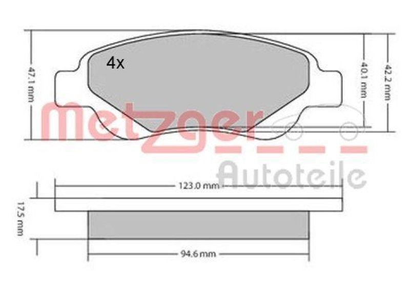 METZGER 1170089 Bremsbelagsatz, Scheibenbremse WVA 23 959