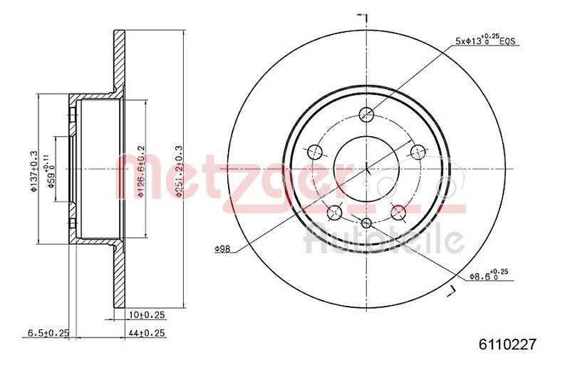 METZGER 6110227 Bremsscheibe Lack/Ks/Ms für ALFA HA