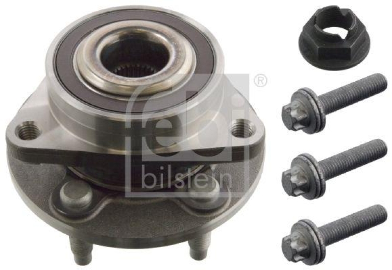 FEBI BILSTEIN 40098 Radlagersatz mit Radnabe, ABS-Impulsring und Anbaumaterial für Opel