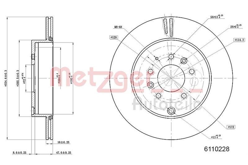 METZGER 6110228 Bremsscheibe Lack/Ks für MAZDA HA