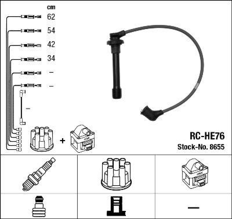 NGK 8655 Zündleitungssatz RC-HE76 |Zündkabel