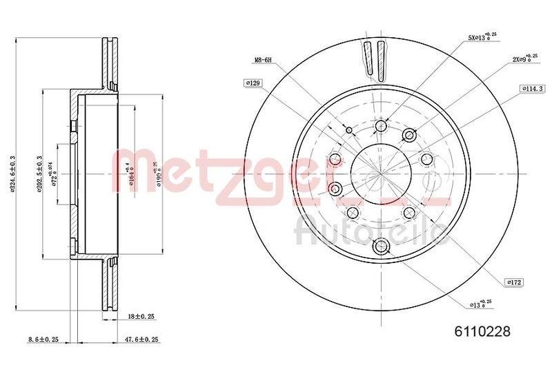 METZGER 6110228 Bremsscheibe Lack/Ks f&uuml;r MAZDA HA