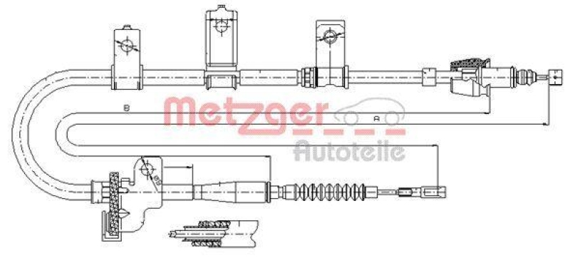 METZGER 17.6020 Seilzug, Feststellbremse für KIA hinten rechts